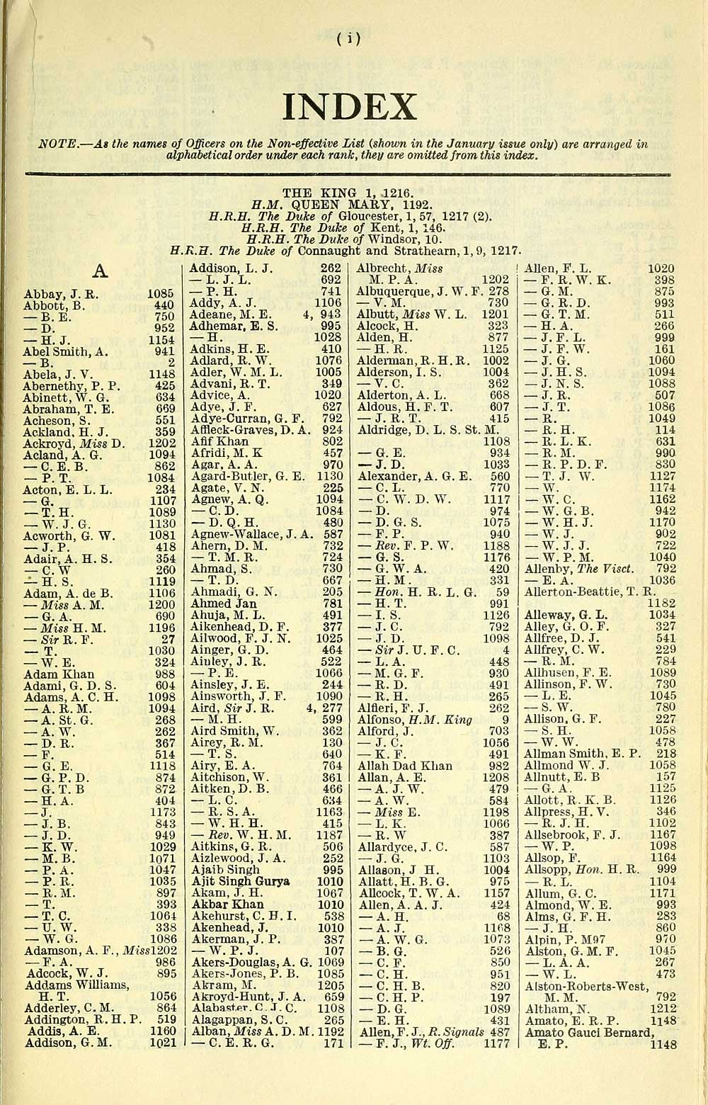 (1117) Index Army lists > Halfyearly Army lists 1923 Feb 1950