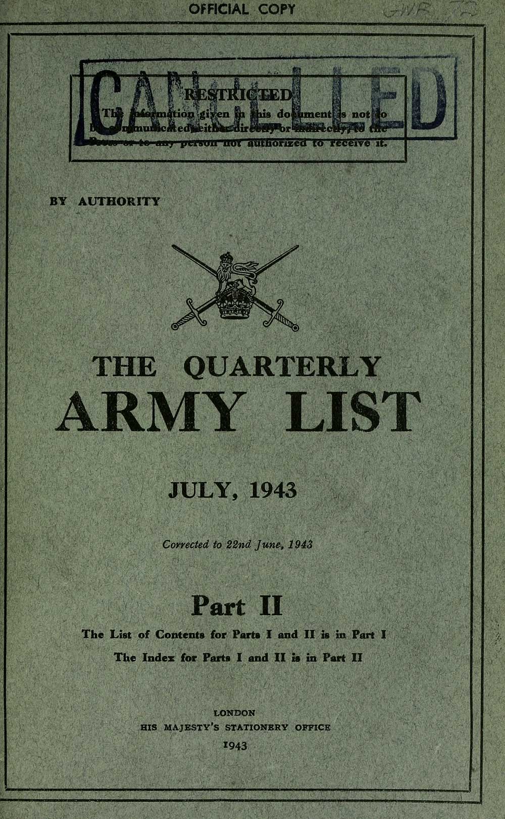 (5) Original Front Cover - Army Lists > Quarterly Army Lists (Second ...