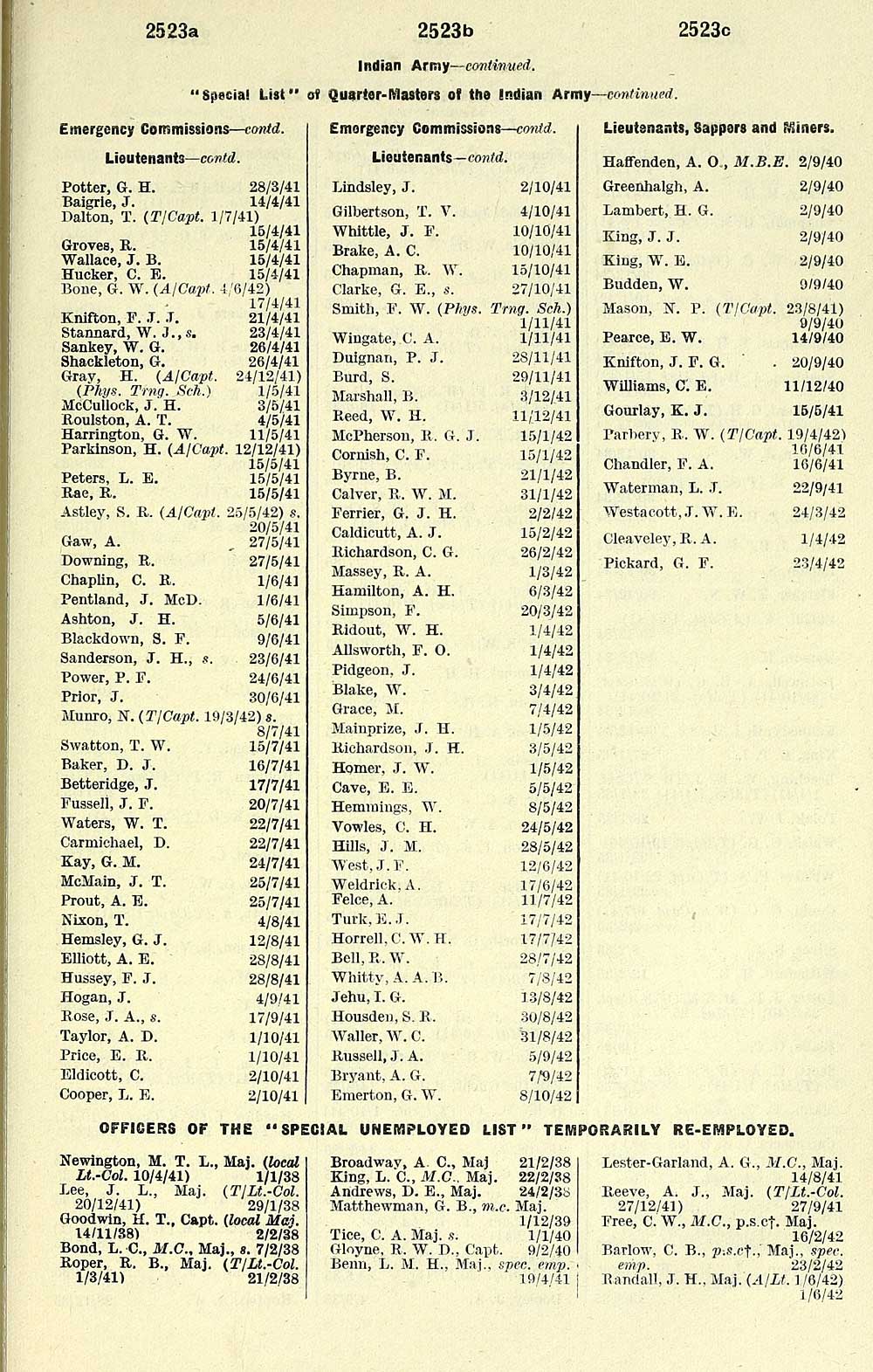 865 Army Lists Quarterly Army Lists Second Series July 1940 December 1950 1942 Fourth Quarter Part 2 Volume 1 British Military Lists National Library Of Scotland