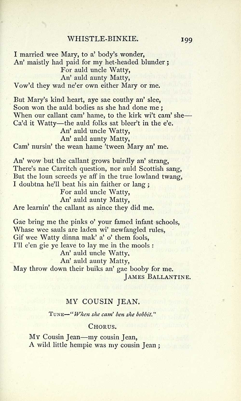219 Page 199 My Cousin Jean Glen Collection Of Printed Music Printed Text Whistle Binkie Or The Piper Of The Party Volume 1 Special Collections Of Printed Music National Library Of Scotland