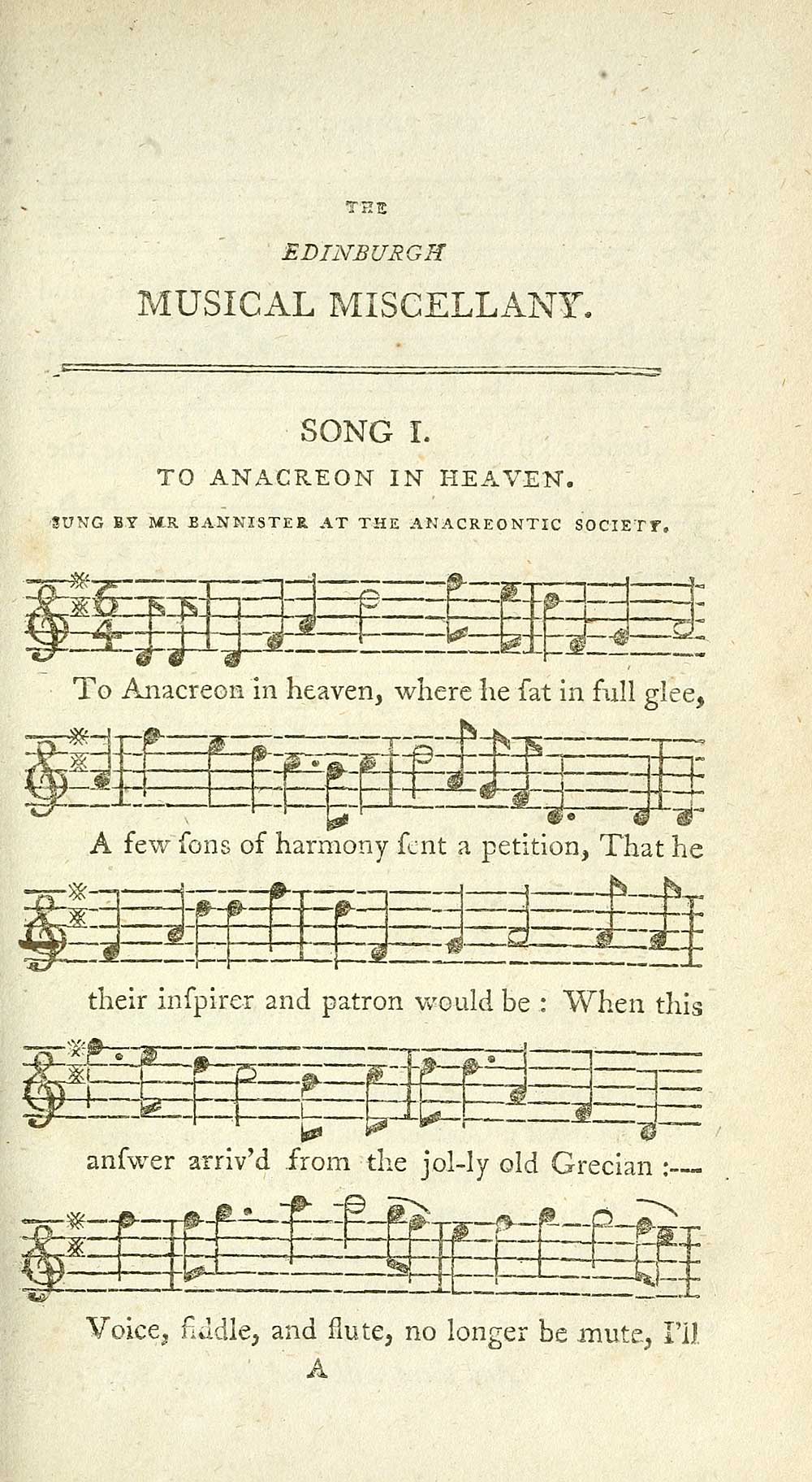 (23) [Page 1] - To Anacreon in Heaven - Glen Collection of printed ...