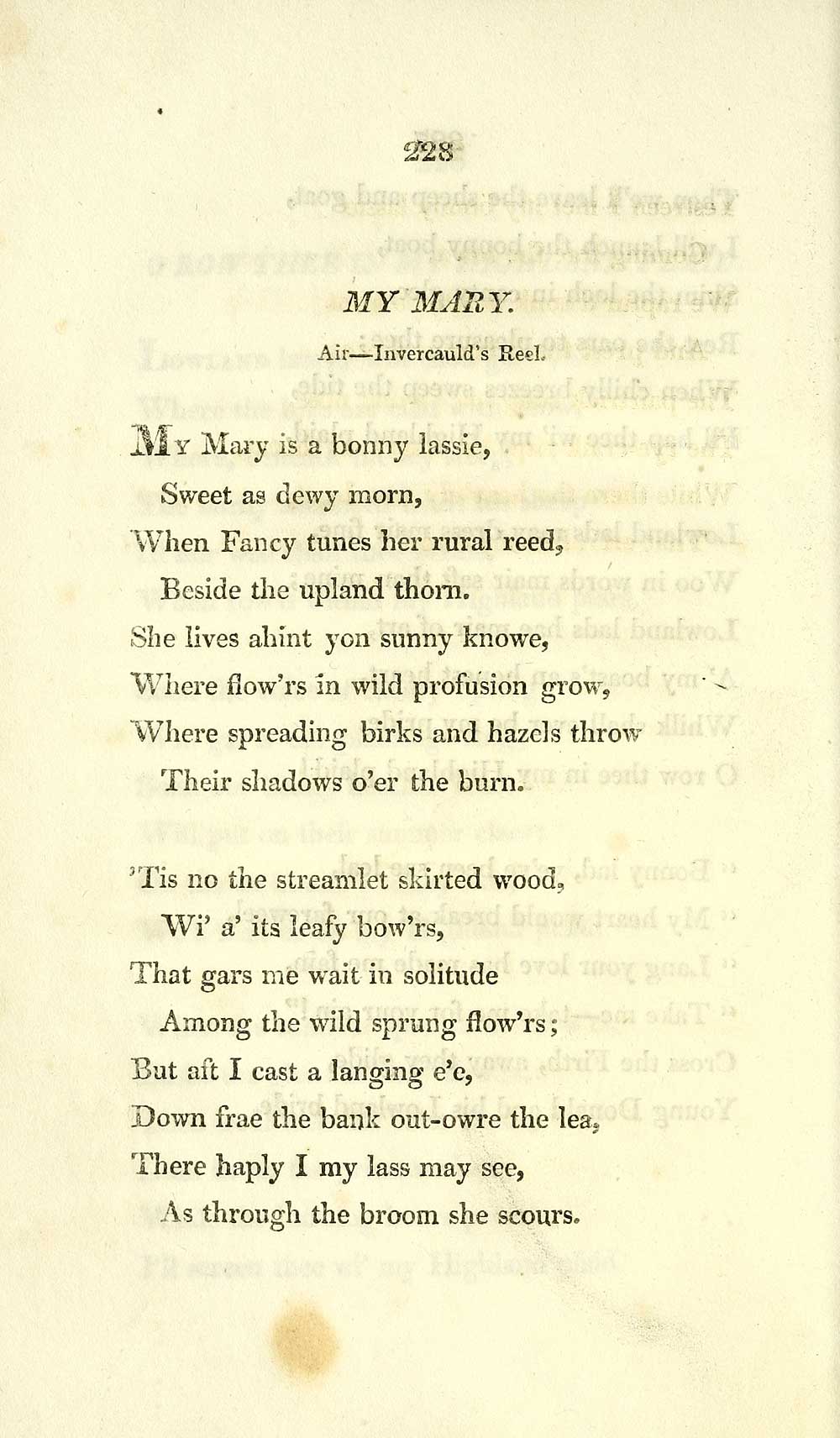 236) Page 228 - My Mary - Glen Collection of printed music > Printed text >  Poems and songs, chiefly in the Scottish dialect - Special collections of  printed music - National Library of Scotland