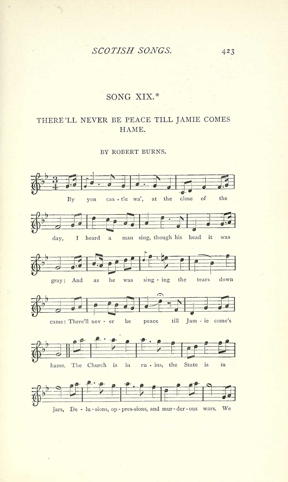 153) Page 423 - There'll never be peace till Jamie comes hame - Glen  Collection of printed music > Printed music > Scotish song in two volumes >  Volume 2 - Special