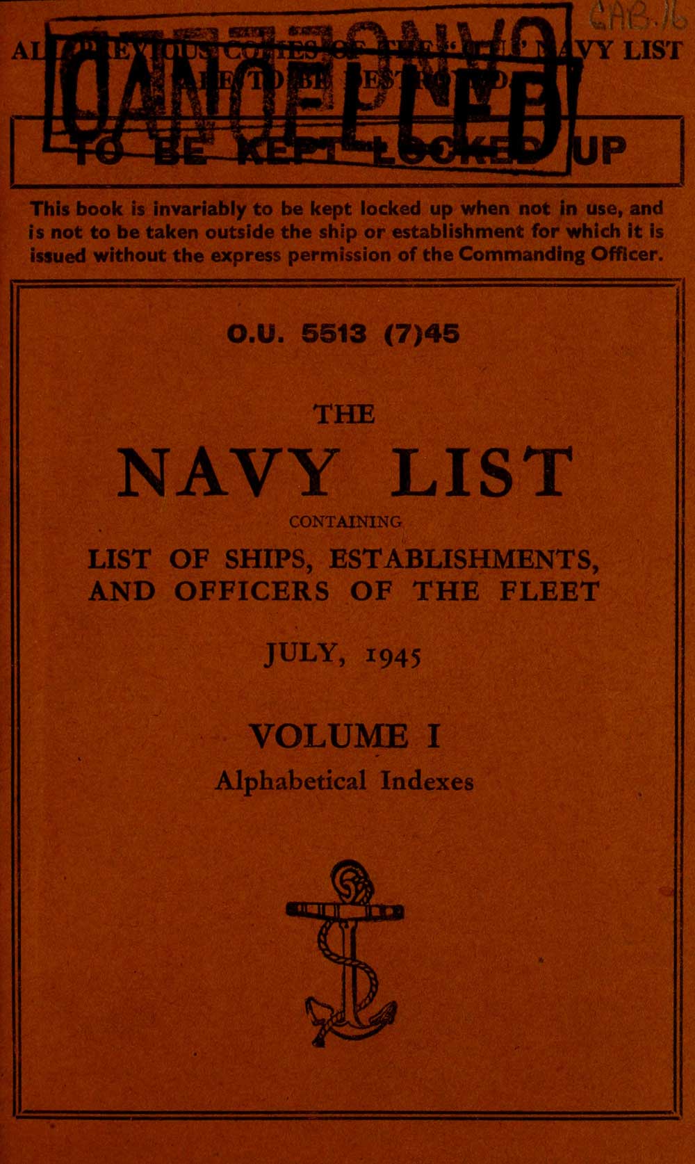 (5) Original front cover Navy lists > Quarterly > 1945 > July
