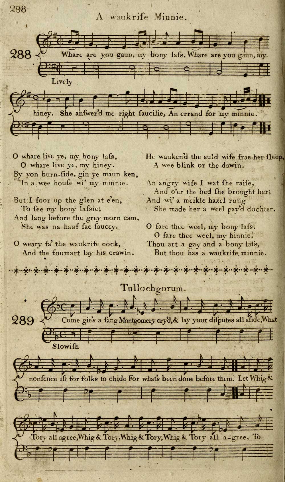 104) Page 298 - Waukrife Minnie - Inglis Collection of printed music >  Printed music > Scots musical museum > Volumes 3-4 - Special collections of  printed music - National Library of Scotland