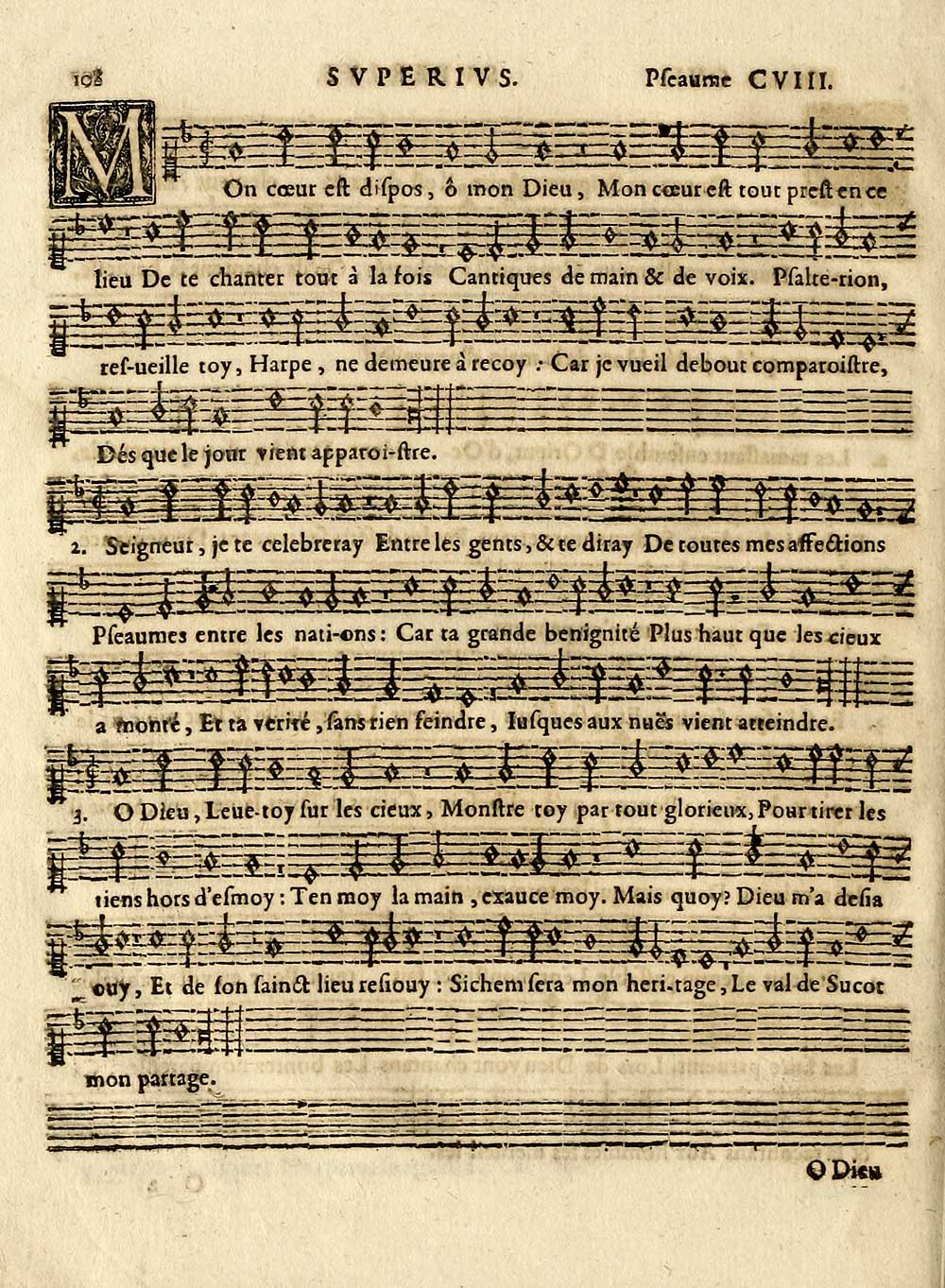 1 Page 108 Mon Cœur Est Dispos O Mon Dieu Inglis Collection Of Printed Music Printed Music Pseaumes De David Special Collections Of Printed Music National Library Of Scotland