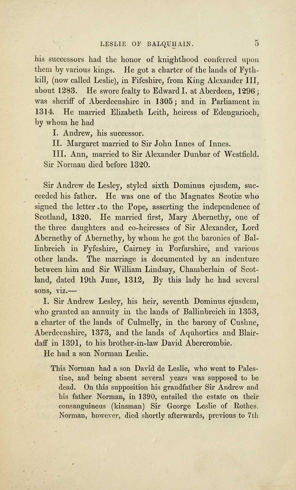 (13) Page 5 - Pedigree of the family of Leslie of Balquhain - Histories ...