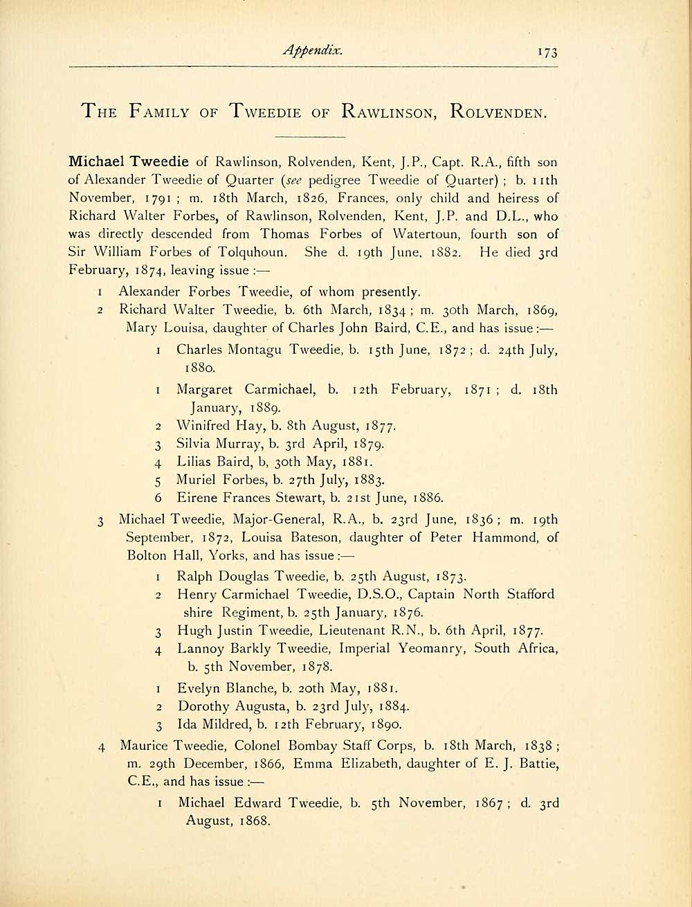 Tweedy Lineage (247) Page 173 - History of the Tweedie, or Tweedy, family - Histories ...