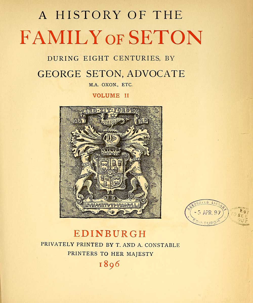 (9) - History Of The Family Of Seton During Eight Centuries > Volume 2 ...