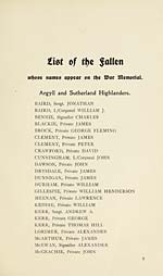 Page 9List of the fallen whose names appear on the war memorial: Argyll and Sutherland Highlanders
