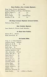 Page 14Royal Fusiliers (City of London Regiment) -- 10th King's Liverpool Regiment (Liverpool Scottish) -- West Yorkshire Regiment -- 1st Royal Scots Fusiliers -- 5th Scottish Rifles