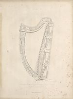 Illustrated plateAncient Irish harp in Trinity college Dublin, left hand side view