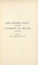 Divisional title pageScottish Nation in the University of Orleans, 1336-1558