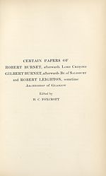 Divisional title pageCertain papers of Robert Burnet ... Gilbert Burnet ... and Robert Leighton
