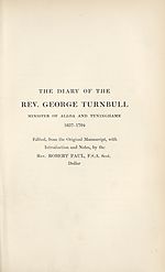 Divisional title pageDiary of the Rev. George Turnbull, Minister of Alloa and Tynighame, 1657-1704