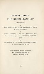 Divisional title pagePapers about the Rebellions of 1715 and 1745