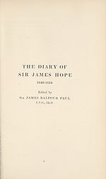 Divisional title pageDiary of Sir James Hope 1646-1654