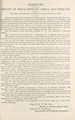 [Page 157]Germany: Treaty of peace between China and Germany