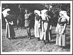 D.2857General Plumer with nurses whom he has presented with the M.M. for courageous conduct when their hospital was bombed by German Airmen