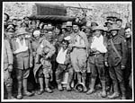 N.586British, French and Italian wounded soldiers in a group, as cheery as ever