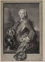 Blaikie.SNPG.6.15Prince Charles Edward Stuart

Portrait of Prince Charles from same painting as 6.13, standing in nice clothes with helmet next to him on table, and medallion around neck