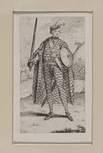 Blaikie.SNPG.9.10 APrince Charles Edward Stuart

Portrait of Pricne Charles in highland leggings and long robe, in front of his troops, holding a sword and shield