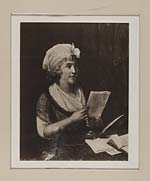 Blaikie.SNPG.11.11Portrait of a woman at a table reading a letter

Portrait of young woman holding a letter at a table, with paper, ink, quill, and a book on the table-- handwritten note on back "Countess of Albany/Prince Charles's Daughter"