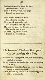 Page 35Irishman's theatrical description; or, an apology for a song