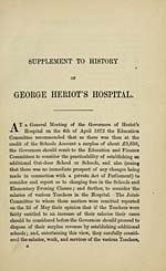 [Page 1]Supplement to history of George Heriot's Hospital