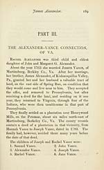 Part 3Familyand descendants of Rachel Alexnader Vance, of Martinsburgh, VA.