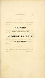 Half title pageMemoirs of the Right Honourable George Baillie of Jerviswood