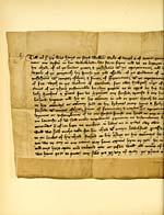 Illustrated plateObligation by William, Earl of Douglas and Mar, to Dame Margaret Stewart, Countess-dowager of Mar, as to her terce lands, 11th May 1381