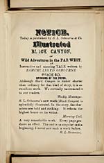 Moral emblems, etc. : Facsimiles -- Advertisement of 'Black canyon'